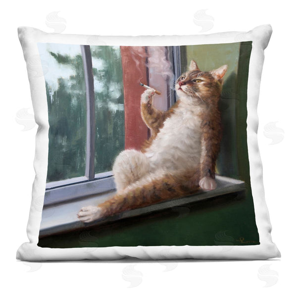 stupell industries Lucia Heffernan | Tabby Cat Relaxing Lounging Daytime Windowsill Printed Throw Pillow