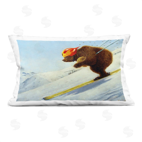 stupell industries Lucia Heffernan | The Heist Skiing Bear Printed Throw Pillow