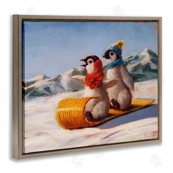 Stupell Industries Lucia Heffernan | Toboggan Sleigh Ride Penguins