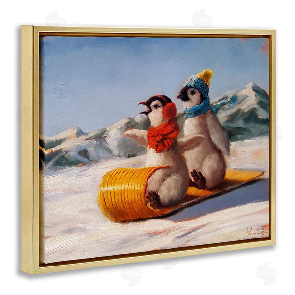 Stupell Industries Lucia Heffernan | Toboggan Sleigh Ride Penguins