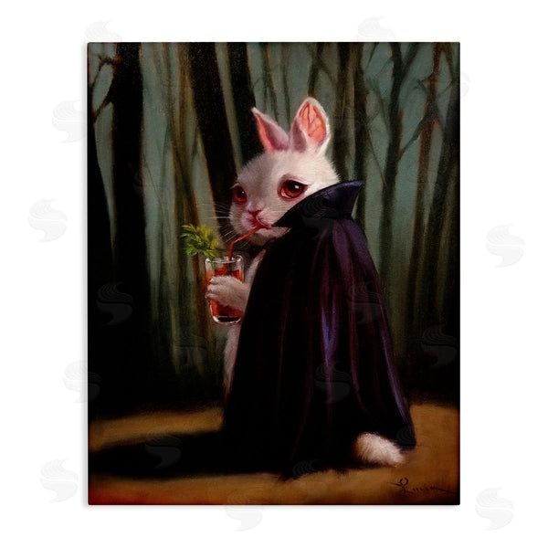 stupell industries Lucia Heffernan | Vampire Rabbit Drinking Bloody Mary Dark Forest Wall Art