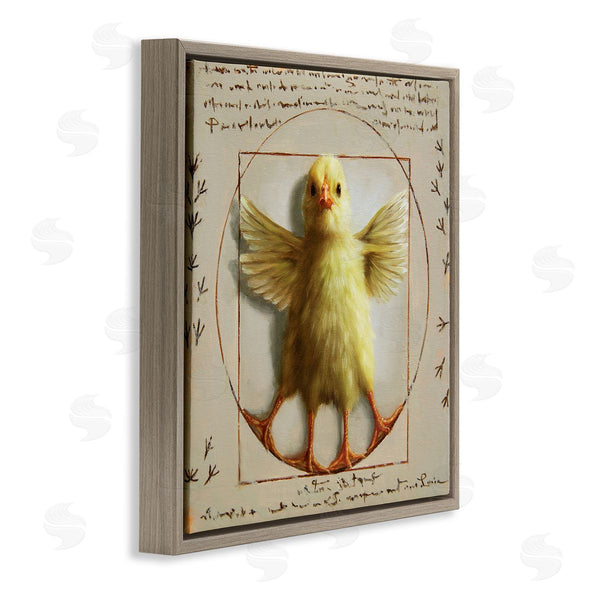 Stupell Industries Lucia Heffernan | Vitruvian Chick Baby Farm Chicken Animal Humor Wall Art