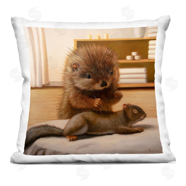 stupell industries Lucia Heffernan | Woodland Creatures Acupuncture Spa Printed Throw Pillow