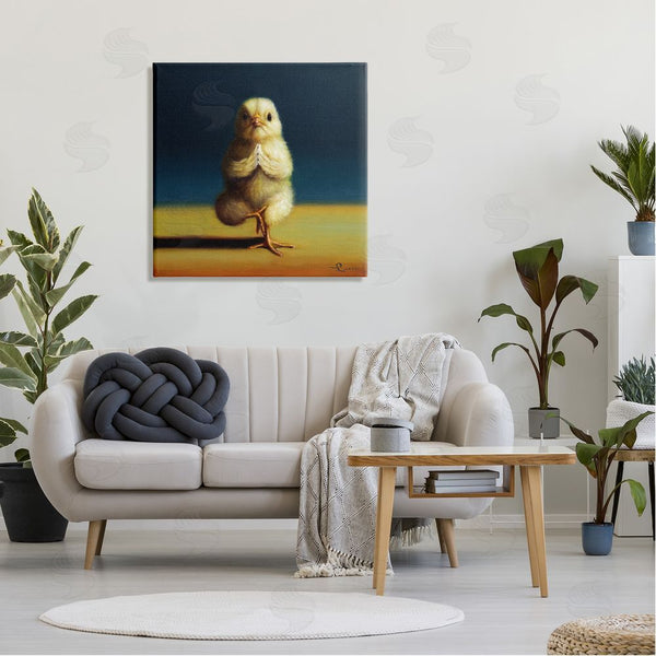 Stupell Industries Lucia Heffernan | Yellow Chick Meditating Yoga Pose Animal Fitness Wall Art