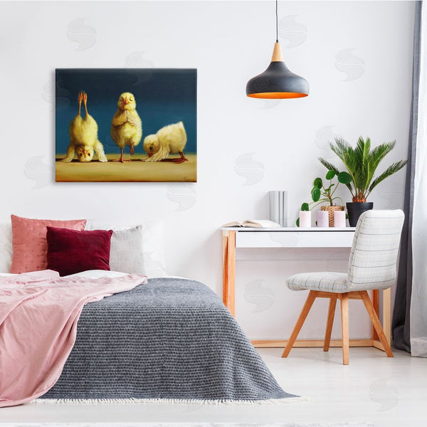 Stupell Industries Lucia Heffernan | Yoga Chicks Funny Stretching Poses Farm Animal Painting Wall Art