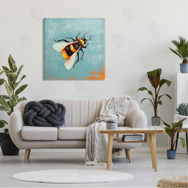 Stupell Industries Lucia Stewart | Bumble Bee Blue Hive Pattern Wall Art