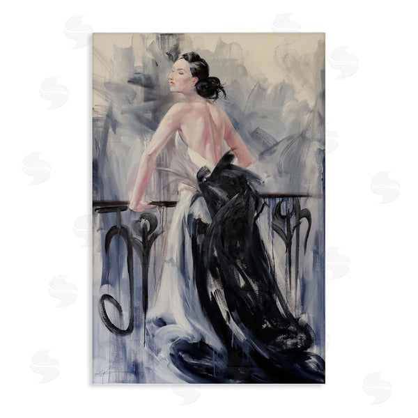 stupell industries Lucille Lee | Elegant Woman Against Railing
