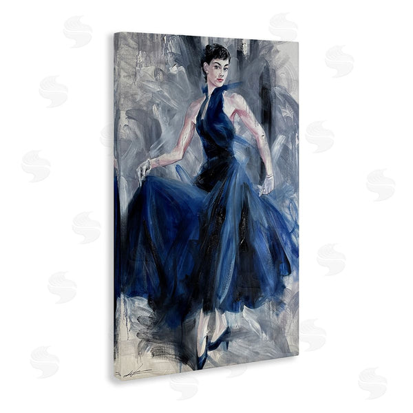 Stupell Industries Lucille Lee | Stylish Woman In Blue Dress