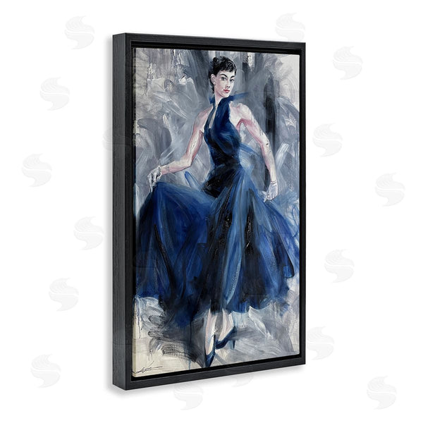 Stupell Industries Lucille Lee | Stylish Woman In Blue Dress