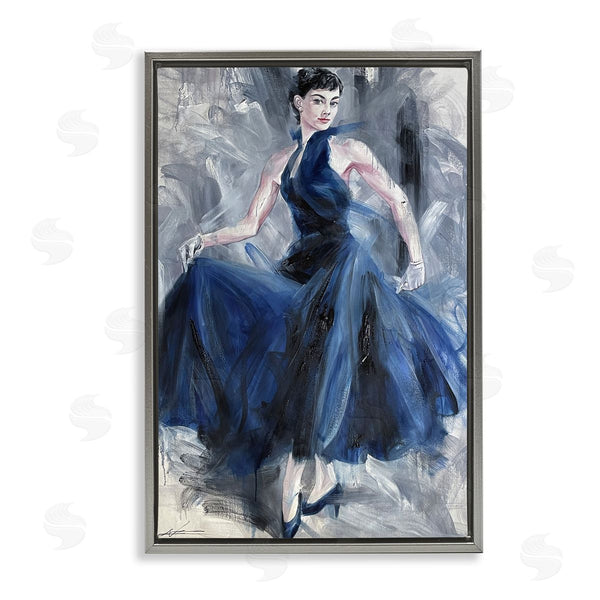 stupell industries Lucille Lee | Stylish Woman in Blue Dress