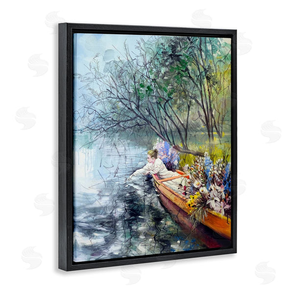 Stupell Industries Lucille Lee | Woman In Floral Filled Boat
