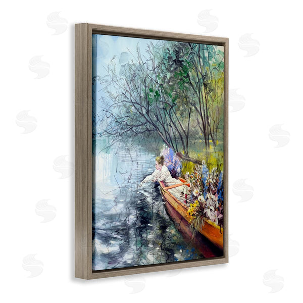 Stupell Industries Lucille Lee | Woman In Floral Filled Boat