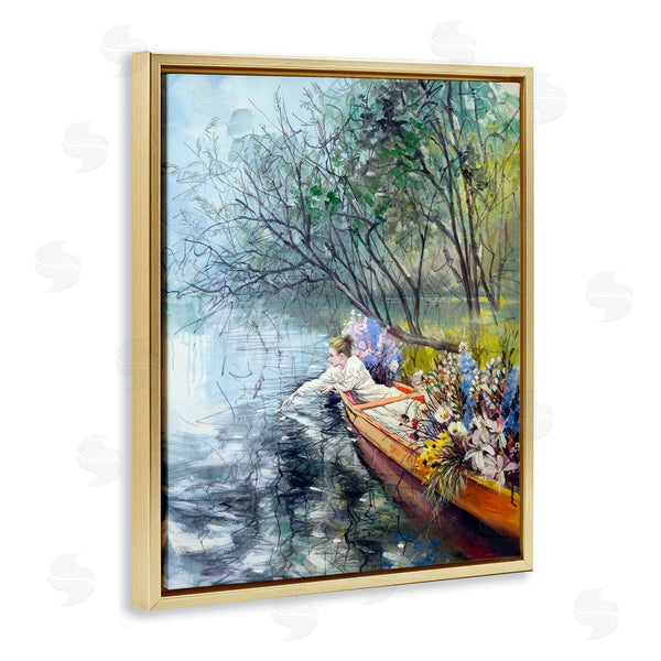 Stupell Industries Lucille Lee | Woman In Floral Filled Boat