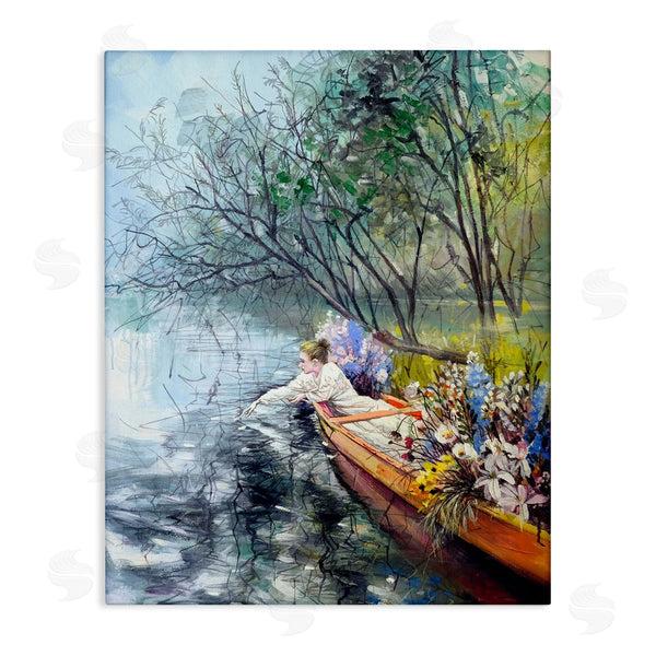 stupell industries Lucille Lee | Woman in Floral Filled Boat
