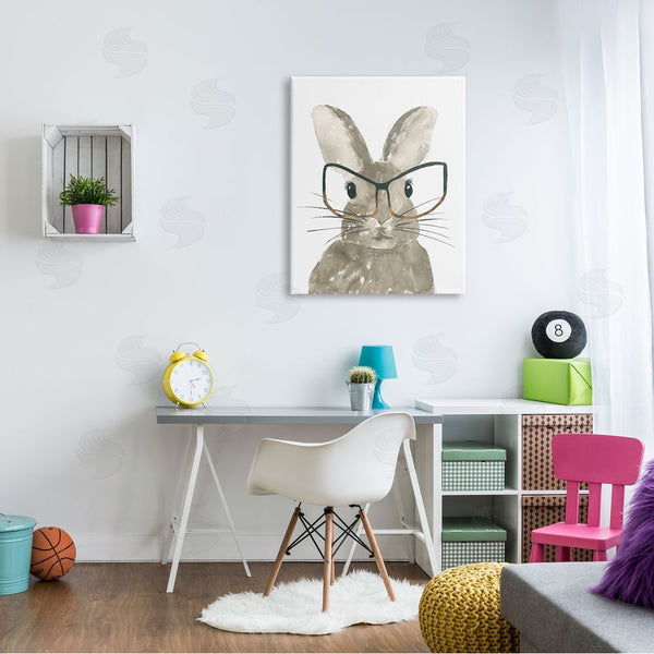 Stupell Industries Lucille Price | Baby Bunny With Large Glasses Children's Woodland Animal Wall Art