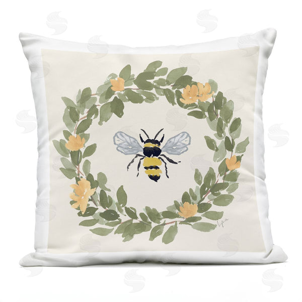 Stupell Industries Lucille Price | Bee Celebration Wreath Printed Throw Pillow