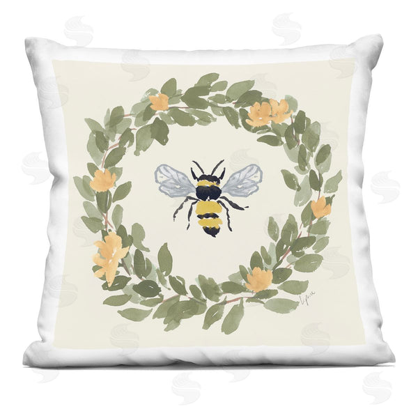 stupell industries Lucille Price | Bee Celebration Wreath Printed Throw Pillow