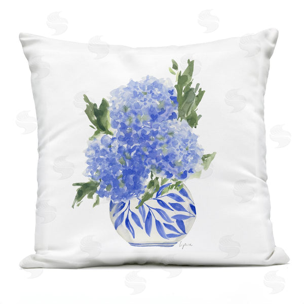 Stupell Industries Lucille Price | Blue Hydrangeas In Leaf Vase Printed Throw Pillow