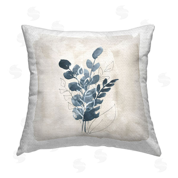 Stupell Industries Lucille Price | Blue Summer Leaves Printed Throw Pillow