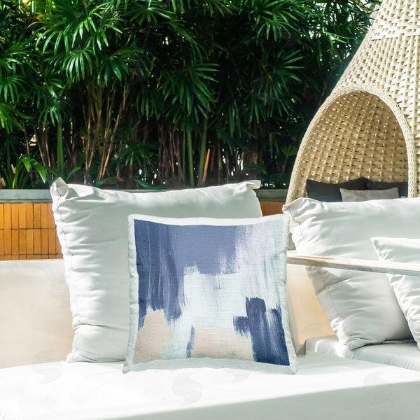 Stupell Industries Lucille Price | Blue & Tan Abstraction Printed Throw Pillow