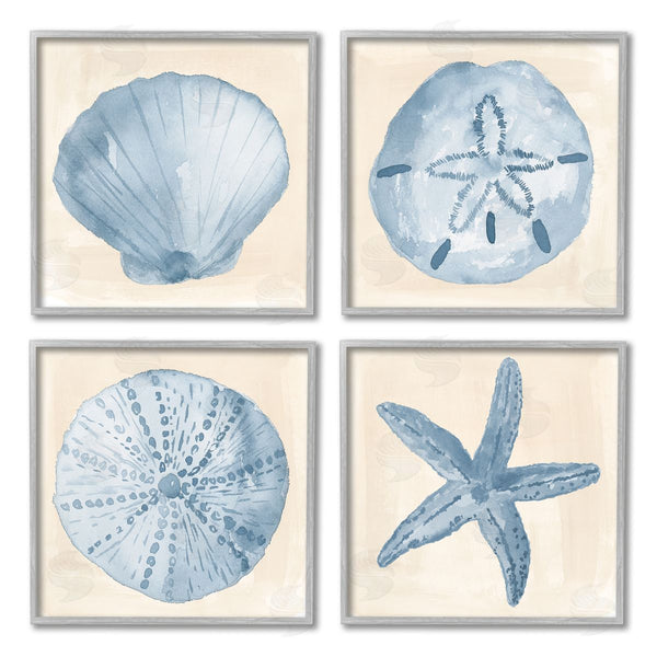 Stupell Industries Lucille Price | Blue Varied Seashell Marine Life Wall Art