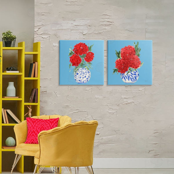 Stupell Industries Lucille Price | Bright Red & Blue Hydrangeas Wall Art