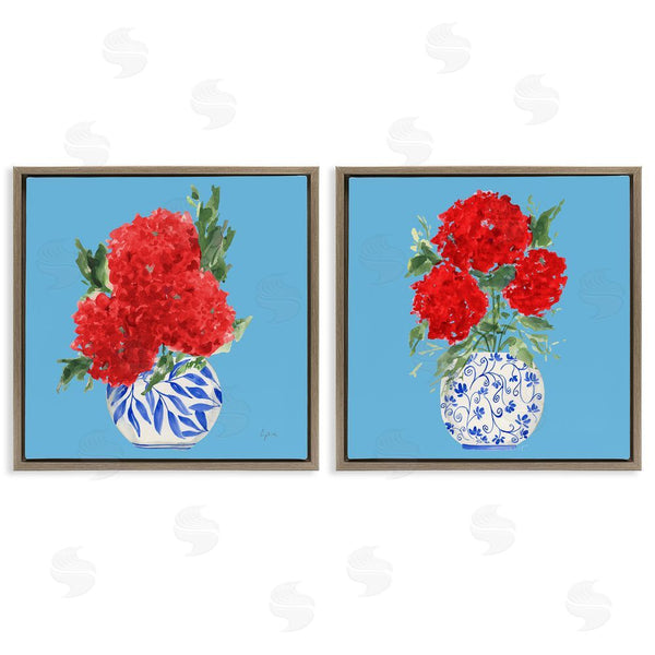 Stupell Industries Lucille Price | Bright Red & Blue Hydrangeas Wall Art