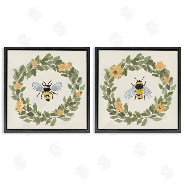 Stupell Industries Lucille Price | Bumble Bees In Round Wreaths