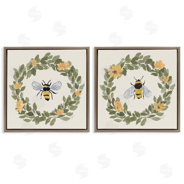 Stupell Industries Lucille Price | Bumble Bees In Round Wreaths