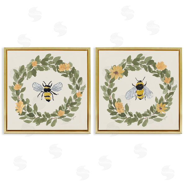 Stupell Industries Lucille Price | Bumble Bees In Round Wreaths