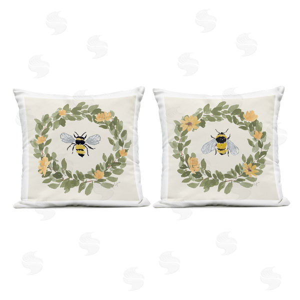 Stupell Industries Lucille Price | Bumble Bees In Round Wreaths Printed Throw Pillow Set