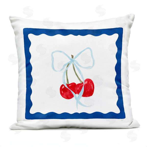Stupell Industries Lucille Price | Cherries & Blue Ribbon Throw Pillow