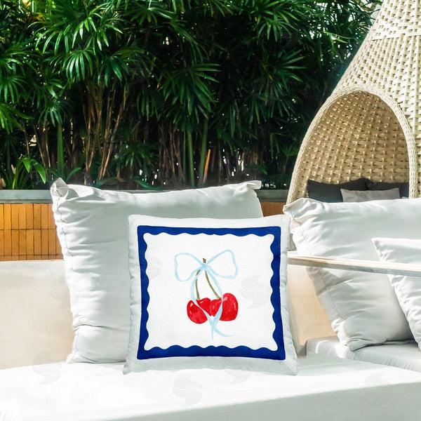 Stupell Industries Lucille Price | Cherries & Blue Ribbon Throw Pillow