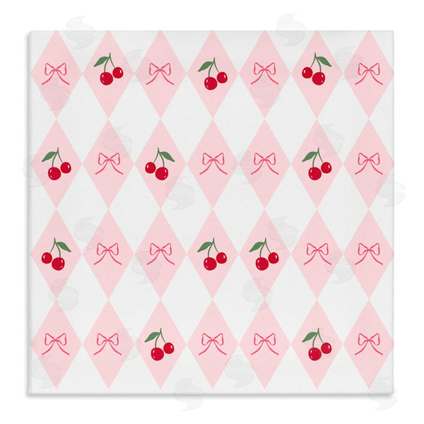 stupell industries Lucille Price | Cherries & Bows Argyle