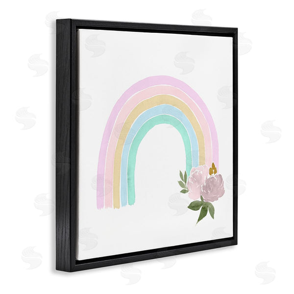 Stupell Industries Lucille Price | Children's Pastel Rainbow Arch Pink Rose Blossoms Wall Art