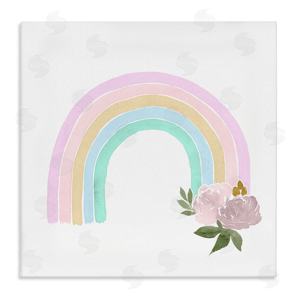 stupell industries Lucille Price | Children's Pastel Rainbow Arch Pink Rose Blossoms Wall Art
