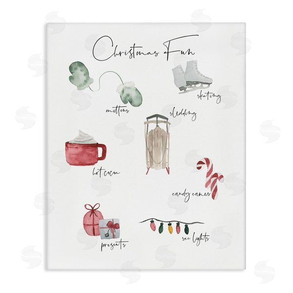stupell industries Lucille Price | Christmas Fun Illustrated Item List Festive Holiday Traditions Wall Art
