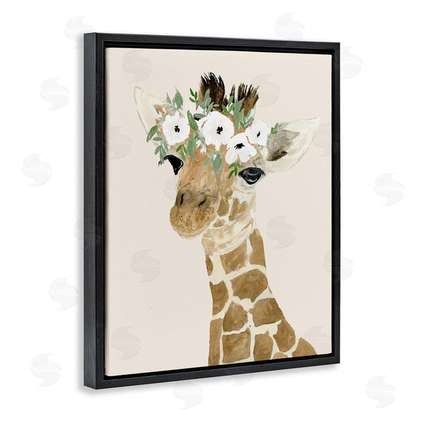 Stupell Industries Lucille Price | Cute Baby Giraffe Floral Crown Children's Safari Animal Wall Art