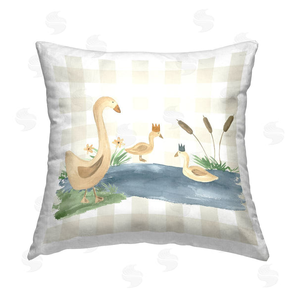 stupell industries Lucille Price | Duck Family Patterned Printed Throw Pillow