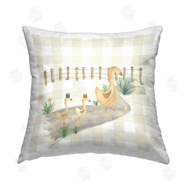 Stupell Industries Lucille Price | Ducks & Country Gingham Printed Throw Pillow