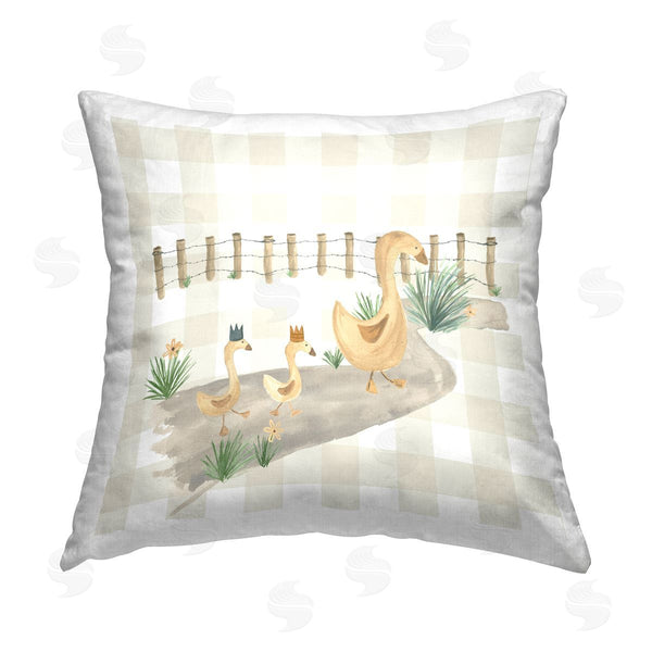 stupell industries Lucille Price | Ducks & Country Gingham Printed Throw Pillow