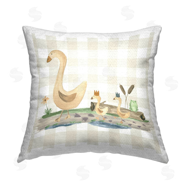 Stupell Industries Lucille Price | Ducks On Gingham Printed Throw Pillow