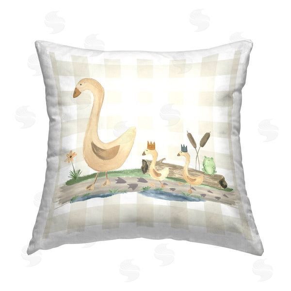 stupell industries Lucille Price | Ducks on Gingham Printed Throw Pillow