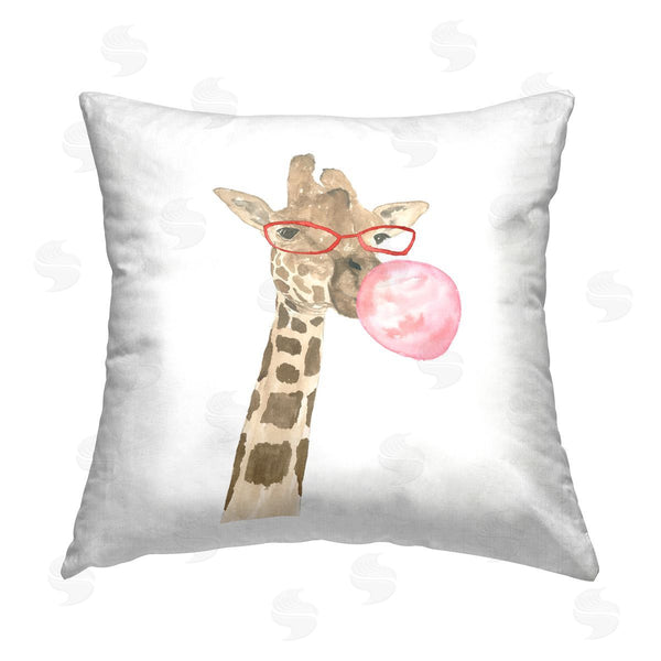stupell industries Lucille Price | Fun Giraffe Bubblegum Printed Throw Pillow