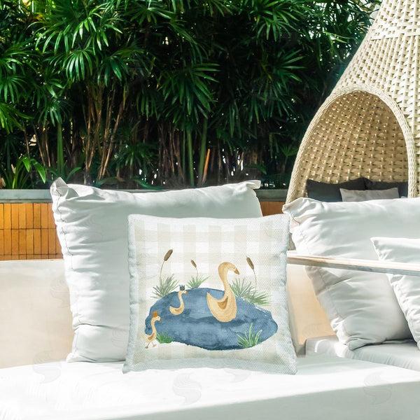 Stupell Industries Lucille Price | Gingham Duck Family Printed Throw Pillow