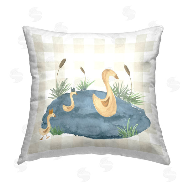 stupell industries Lucille Price | Gingham Duck Family Printed Throw Pillow
