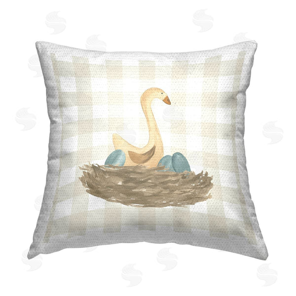 Stupell Industries Lucille Price | Gingham Goose Nest Printed Throw Pillow