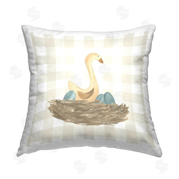 stupell industries Lucille Price | Gingham Goose Nest Printed Throw Pillow