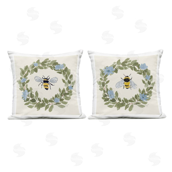 Stupell Industries Lucille Price | Honey Bees With Wreaths Throw Pillow