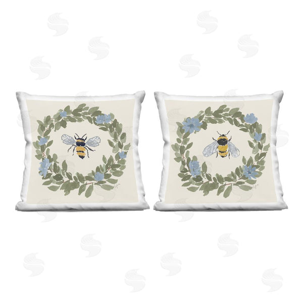stupell industries Lucille Price | Honey Bees with Wreaths Throw Pillow